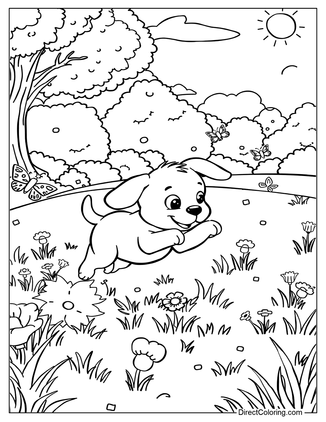 Free Coloring Puppy in a Park